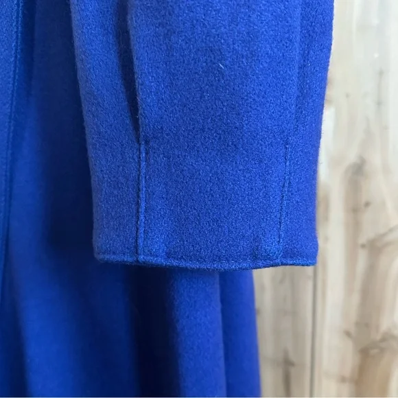 Vtg 80s Beautiful Blue 80% Wool Long Winter Coat/Duster Purple lining USA - Picture 12 of 16